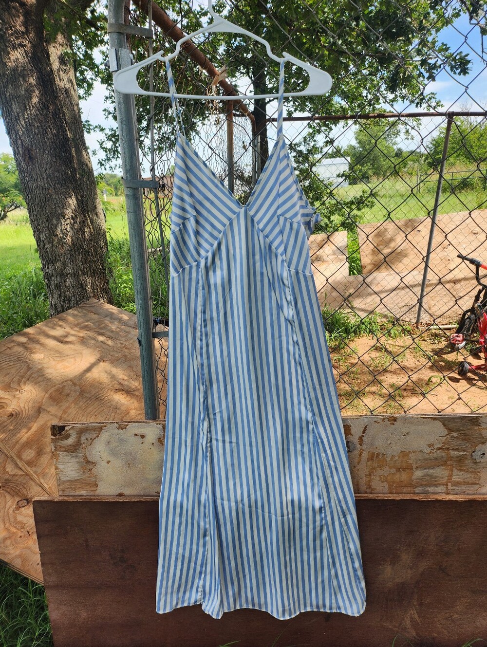 H&M Blue and White Striped Maxi Dress